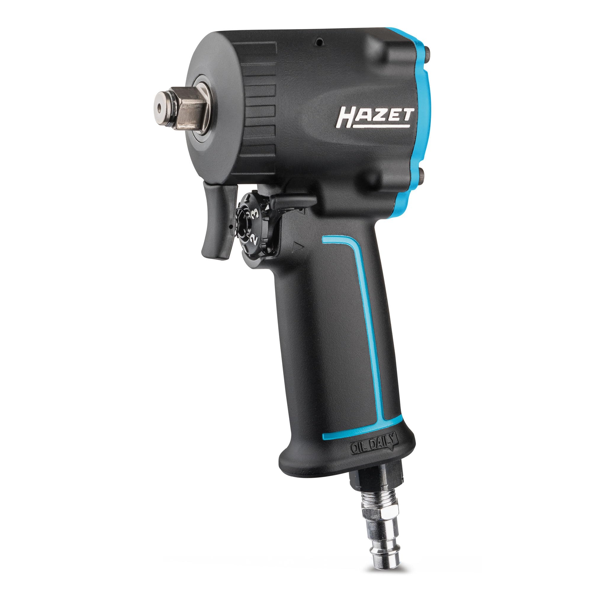 HAZET Pneumatic Impact Wrench 9012M-1 I Extra Short 3.15 inches, Max. Release Torque: 885ft-lbs, Square 0.49 inches (1/2 inch), Operating Pressure: 90 psi I Compact for Working in confined Spaces