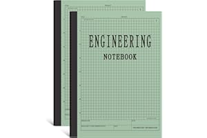 Motiskyy 2 Pcs Engineering Notebook 120 Pages Grid Format 8.5" x 11" Paperback Graph Paper Composition Notebook Graph Paper Notebook For Engineer Student Teacher Architect Designer Scientist (Green)