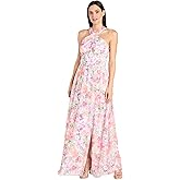 R&M Richards Women's Elegant Halter Chiffon Maxi Dress W/Criss-Cross Neckline & Panel Waistband