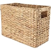 YAHUAN Natural Water Hyacinth Storage Basket with Built-in Handles Stair Basket Magazine Basket Large Wicker Baskets for storage Home Organizing Laundry (Water Hyacinth)