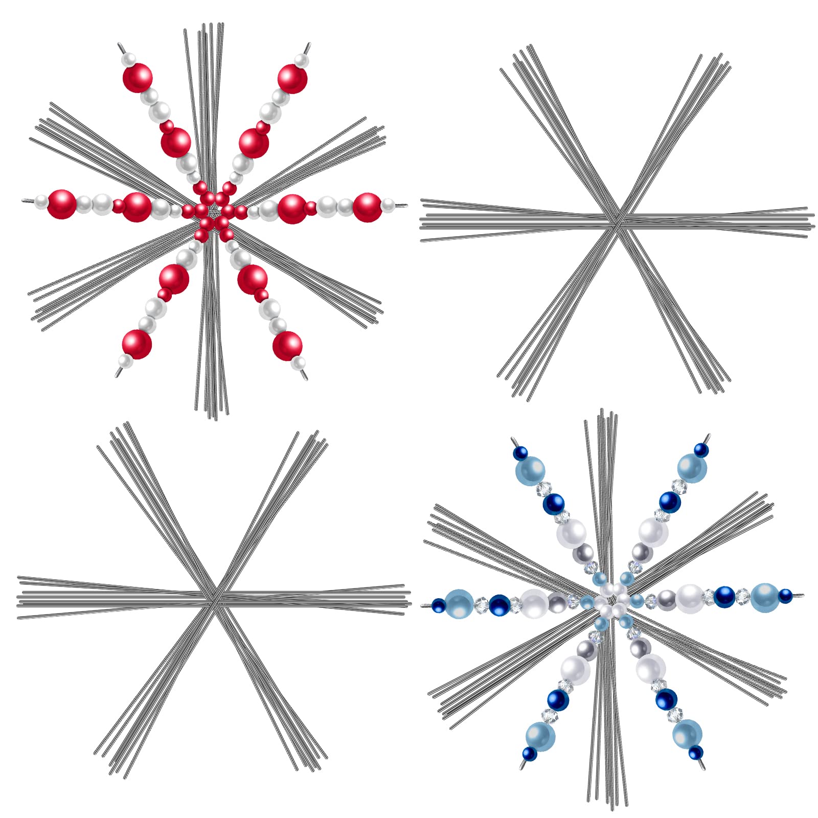 Hotop Snowflake Wire Personalized Metal Christmas Snowflake Wire for DIY Bead Ribbon Charms Party Decorations Fun Beading Project(48 Pcs,3.5 Inch)