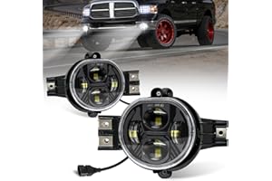 OPPBUY Led Fog Lights for 2002-2008 Dodge Ram 1500, 2003-2009 Dodge Ram 2500 3500, 80W 6000K 9600LM Waterproof Front Bumper F