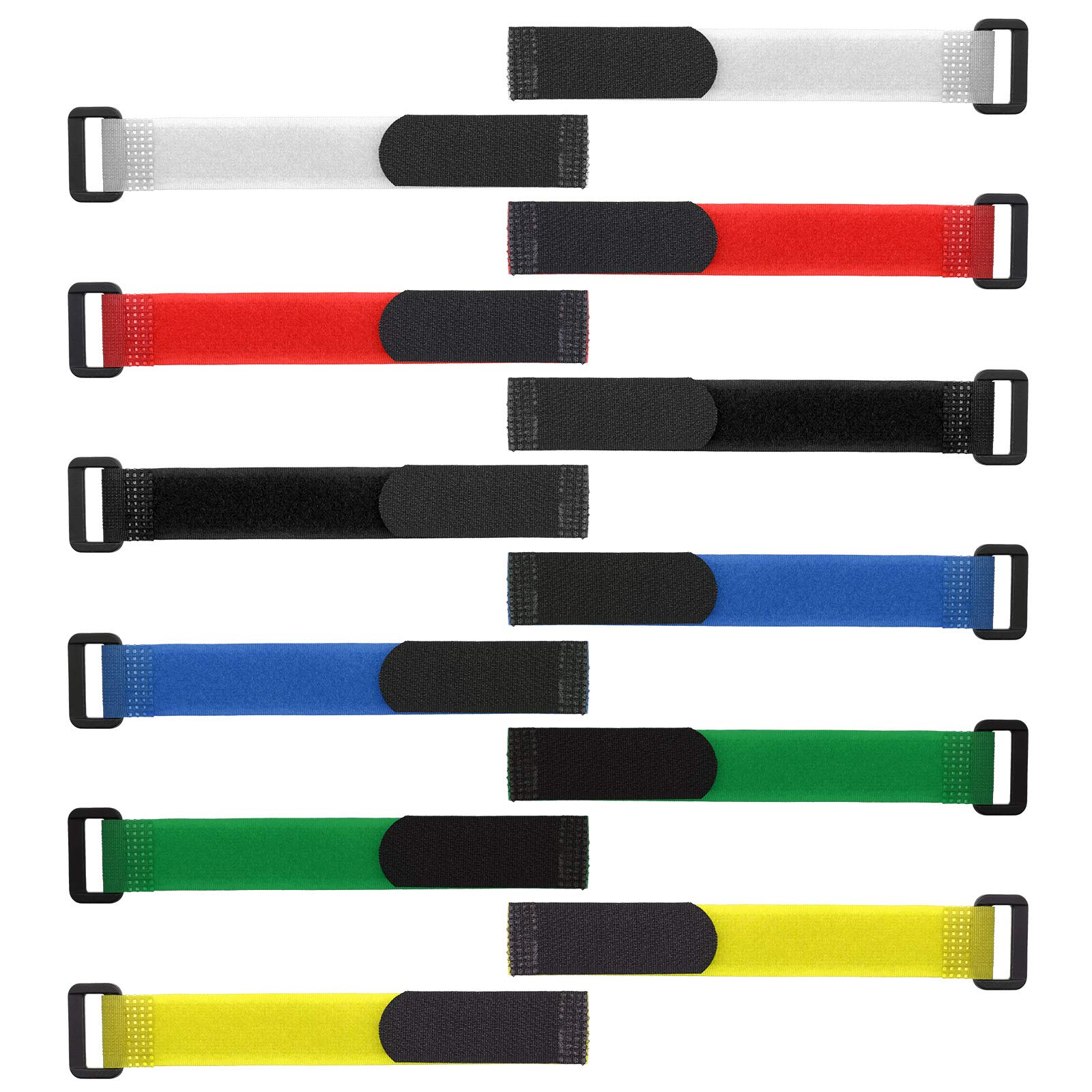Create idea 12Pcs Magic Sticker Battery Straps with Buckle 20x200mm Mixed Colours Hook & Loop Non-Slip Straps for RC Drones Planes Quads Cars