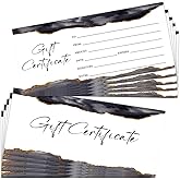 Blank Gift Certificate for Business, 25 Black Marble Gift Certificate for Salon Spa Beauty Restaurants Marriage Birthday Client Vouchers, 8x3.5" Blank Cards -10