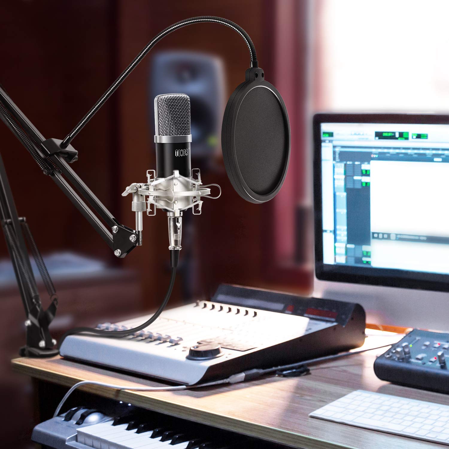 TONOR XLR Condenser Microphone Kit with XLR to XLR Cable/3.5mm to XLR/Adjustable Mic Suspension