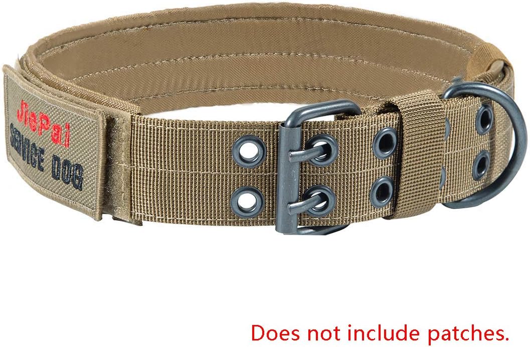 JiePai Military Dog Collar Adjustable Nylon k9 Tactical Dog Collar with D-Ring & Buckle Collars for Medium Large Dogs (Coyote Brown,L)