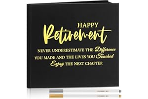 Resholder 2025 Retirement Guest Book with 2 Markers 8.7'' Square Hardcover Blank Guest Photo Signing Memory Book Happy Retirement Gift Party Supplies for Women Men Teacher Nurse Grad Decor(Black)