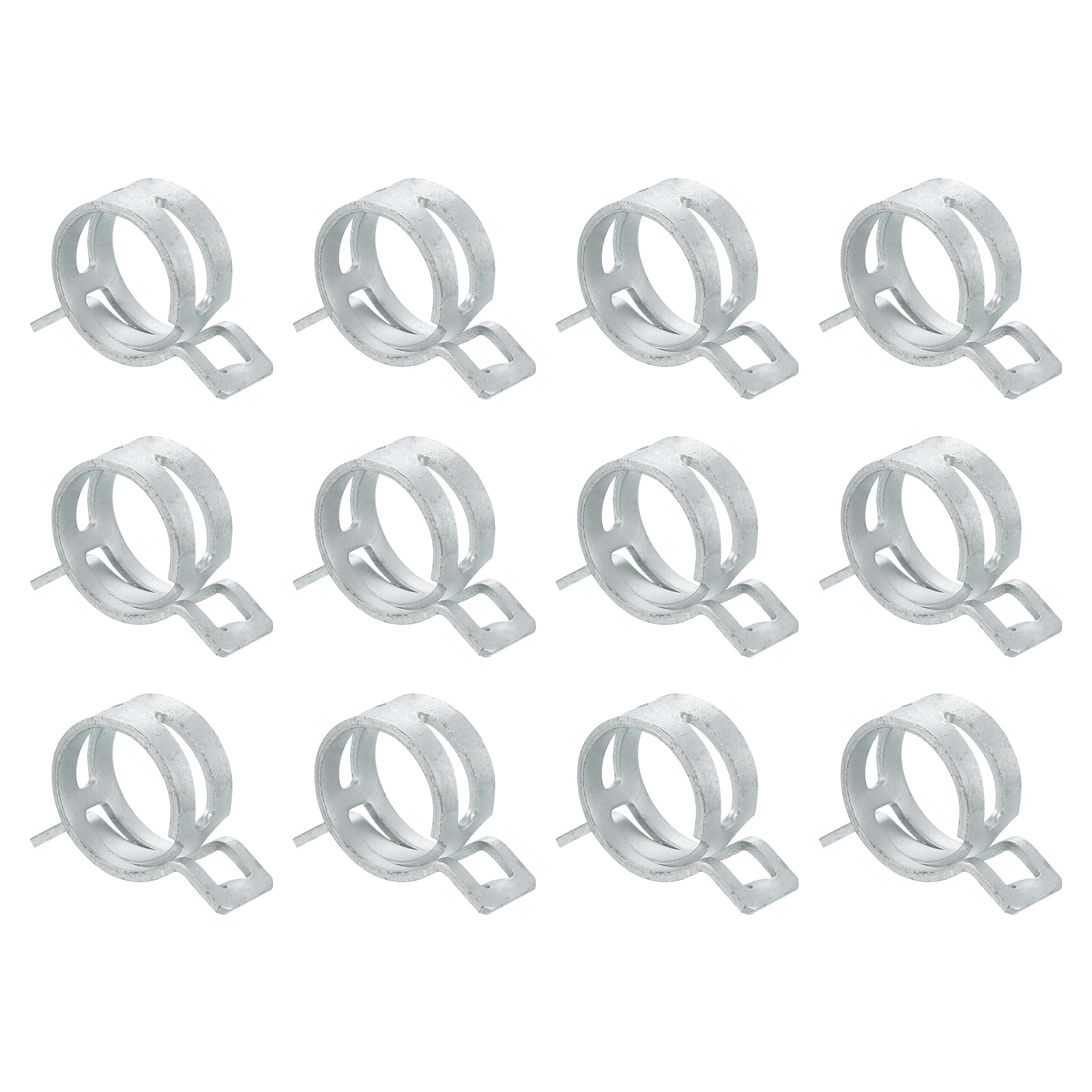 Sourcingmap 12Pcs Spring Band Type Action Fuel/Silicone Vacuum Hose Pipe Clamp, 23mm Low-Pressure Air Spring Hose Clip Clamp for Automotive Oil Pipe Water Pipe, Silver