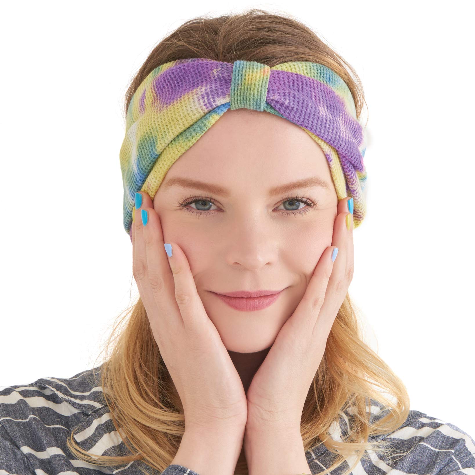 CHARM Casualbox | Cotton Yoga Headband Hairband Running Fitness Workout Textured Tie-Dye Boho Hippie Psychedelic C
