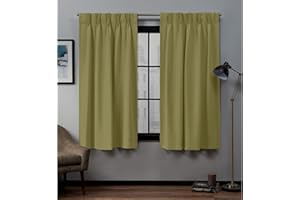 Magic Drapes Pinch Pleated Curtains Blackout Curtains for Living Room Bedroom Traverse Blackout Thermal Insulated Room Darkening Window Treatment Panels Set of 2 Cortinas W(35"+35") L63(Bottle Green)