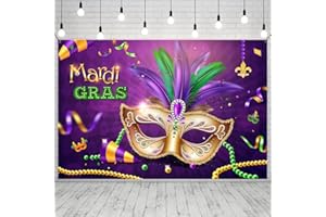 CMUSKO Mardi Gras Backdrop-Masquerade Party Decorations Mardi Gras Banner Vinyl Background Mask Carnival Backdrop for Photography
