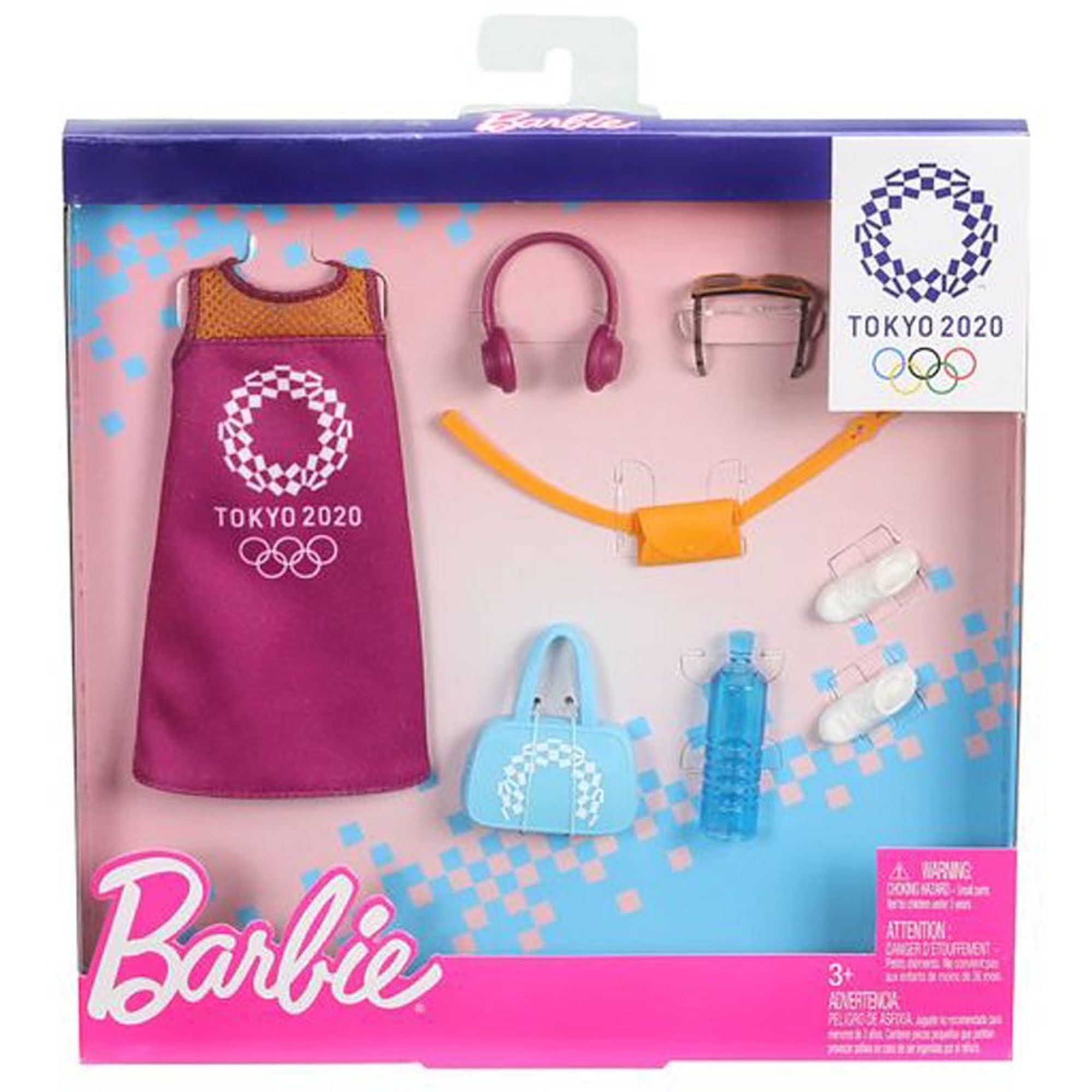 Barbie GJG33 Fashion Set Dress and 6 Accessories for Barbie Dolls