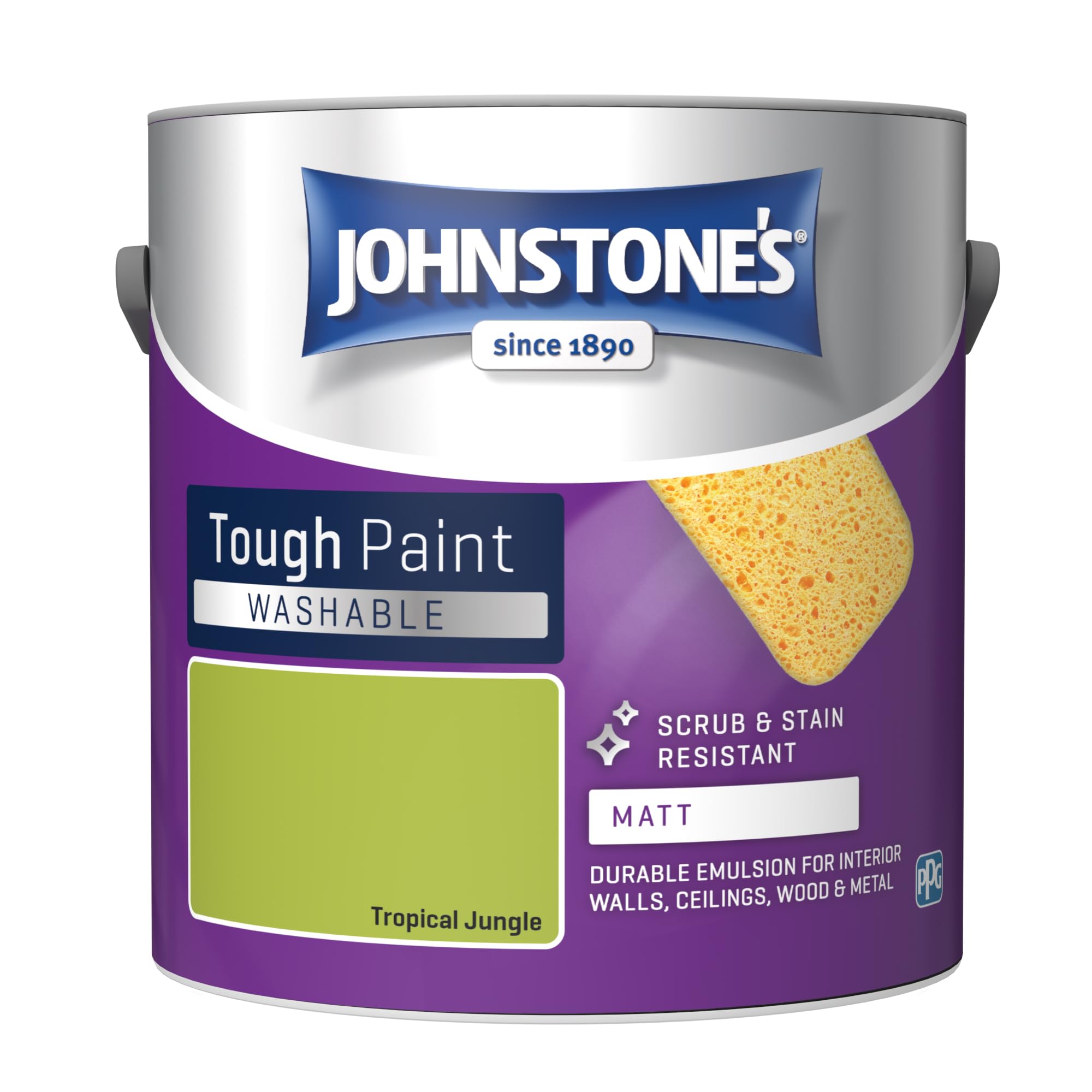 Johnstone's - Washable Paint - Tropical Jungle - Matt Finish - Emulsion Paint - Highly Durable - Stain Resistant - Non Toxic & Low Odour - 12m2 Coverage per Litre - 2.5L