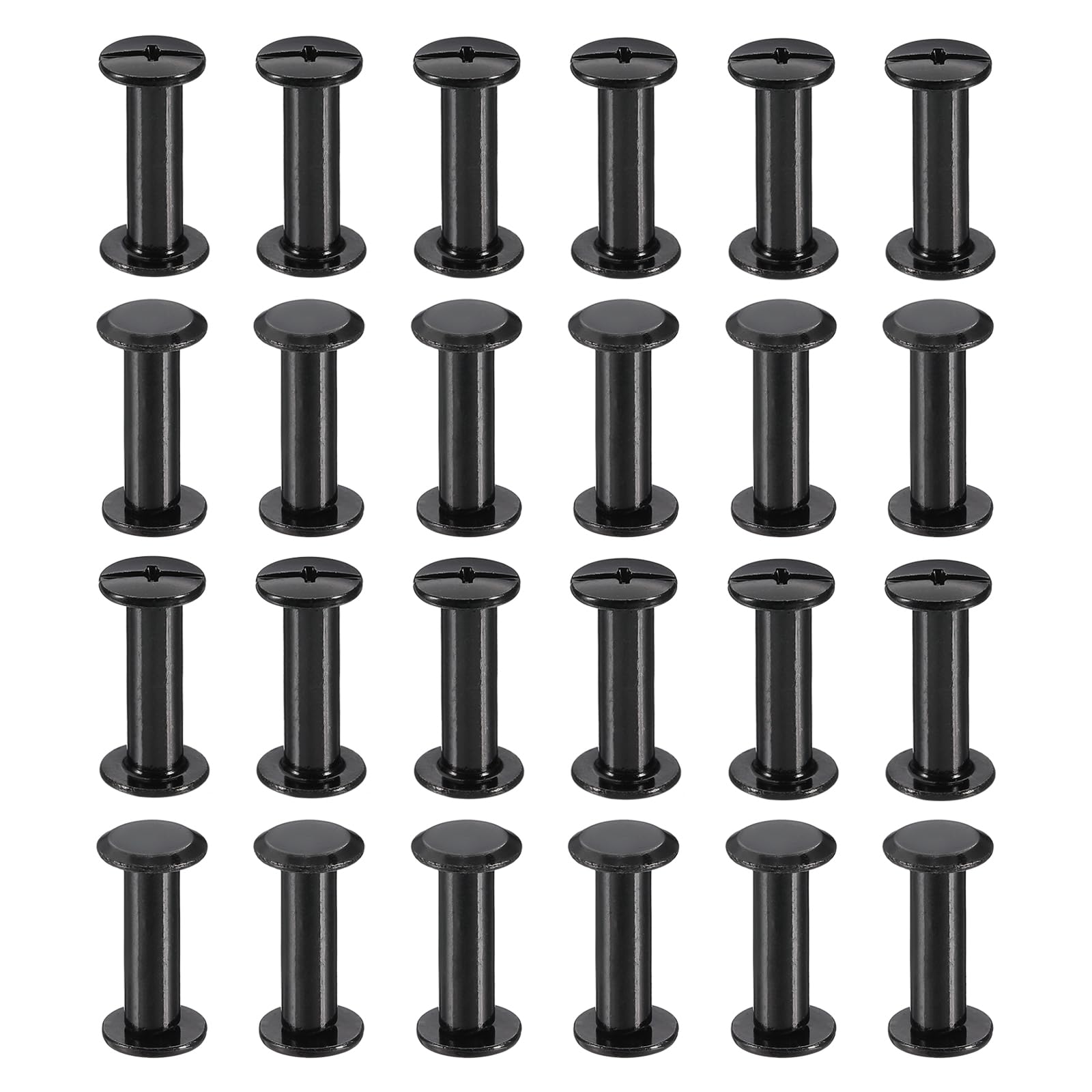 PATIKIL 24 Sets Chicago Screws, 17mm l Chicago Screws Phillips Binding Post Screw Bolts Leather Rivets Fasteners Connectors for Leather Belt Scrapbook Photo Albums, Black