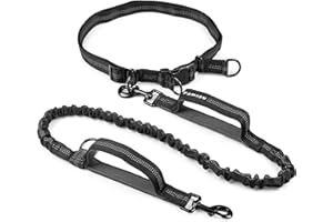 Pamiou Hands Free Dog Leash for Walking Training Hiking Running for Medium Large Dogs up to 150 lbs, Durable Double Padded Ha