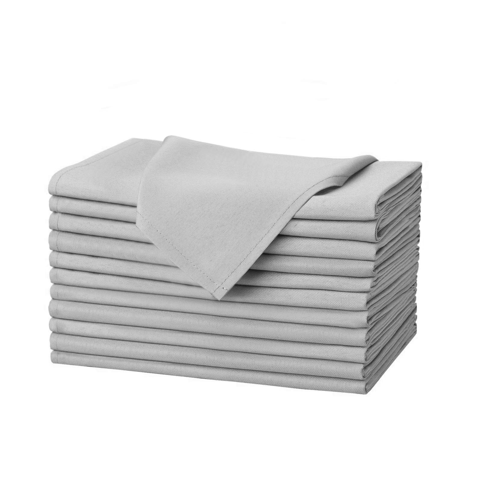 Talvania Cloth Dinner Napkins - 12 Pack Luxuriously Soft & Hotel Quality Cotton Poly Napkin, Brilliant Fabric Napkins (18” X 18”) Perfect for Events, Hotel & Home Use (Dark Grey)