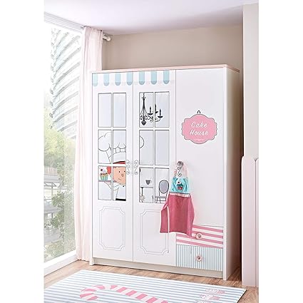 Kidomate Kids Cake House 3 Door Wardrobe For Boys Girls