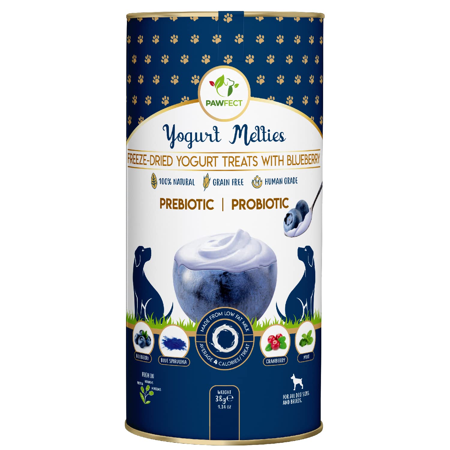 Prebiotic and Probiotic Dog Treats: Blueberry & Yogurt (38g/1.34oz)