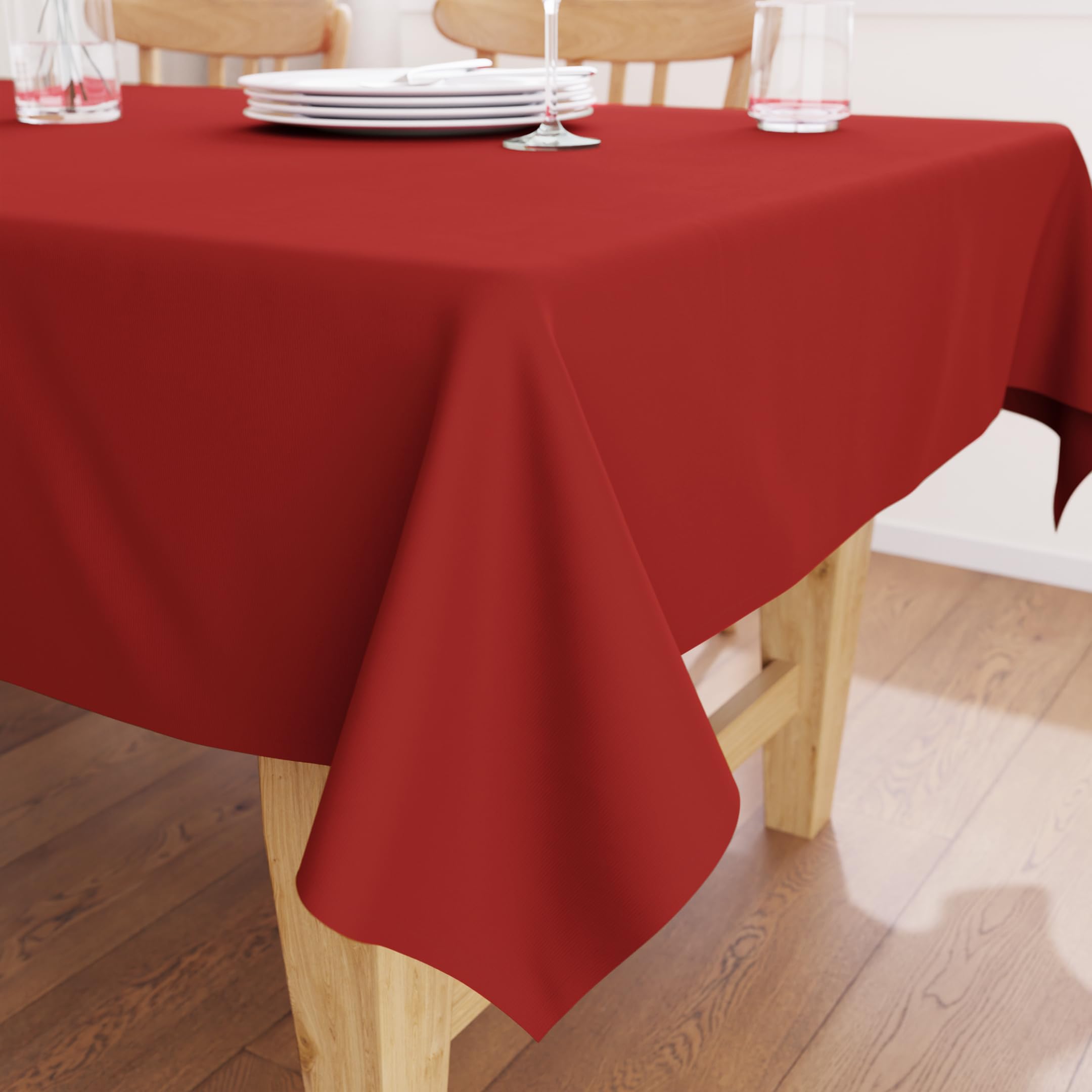 Encasa XO Dining Table Cover | 56x56 in Cotton Canvas Square Tablecloth | Machine Washable, Deep Red Table Cloth for Indoor & Outdoor Dining, Durable, Easy-Care | Suitable for Any Occasion — image 1