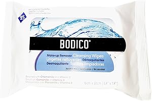 Bodico Make-up Remover Cleansing Wipes - 25 Count - Alcohol-Free, Enriched with Chamomile & Vitamin B, Fragance-Free, Pre-Moi