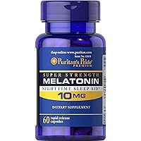 Puritan's Pride Super Strength Melatonin 10mg Rapid Release Capsules, 60-Count
