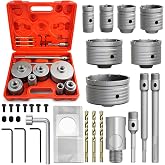 METOTY 22PCS Concrete Hole Saw Kit, 30/40/50/65/80/100/110mm, Alloy Steel, Silver, Industrial, Hole Saw Set, Compatible with Stone, Brick, Cement, Wall Drilling