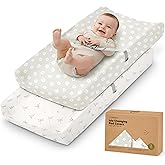 2-Pack Baby Changing Pad Cover for Girl, Boy - 32x16 Soft Viscose Derived from Bamboo Baby Diaper Changing Table Pad Cover Sheets, Neutral, Snug Fit Nursery Diaper Change Sheets (Meadow)