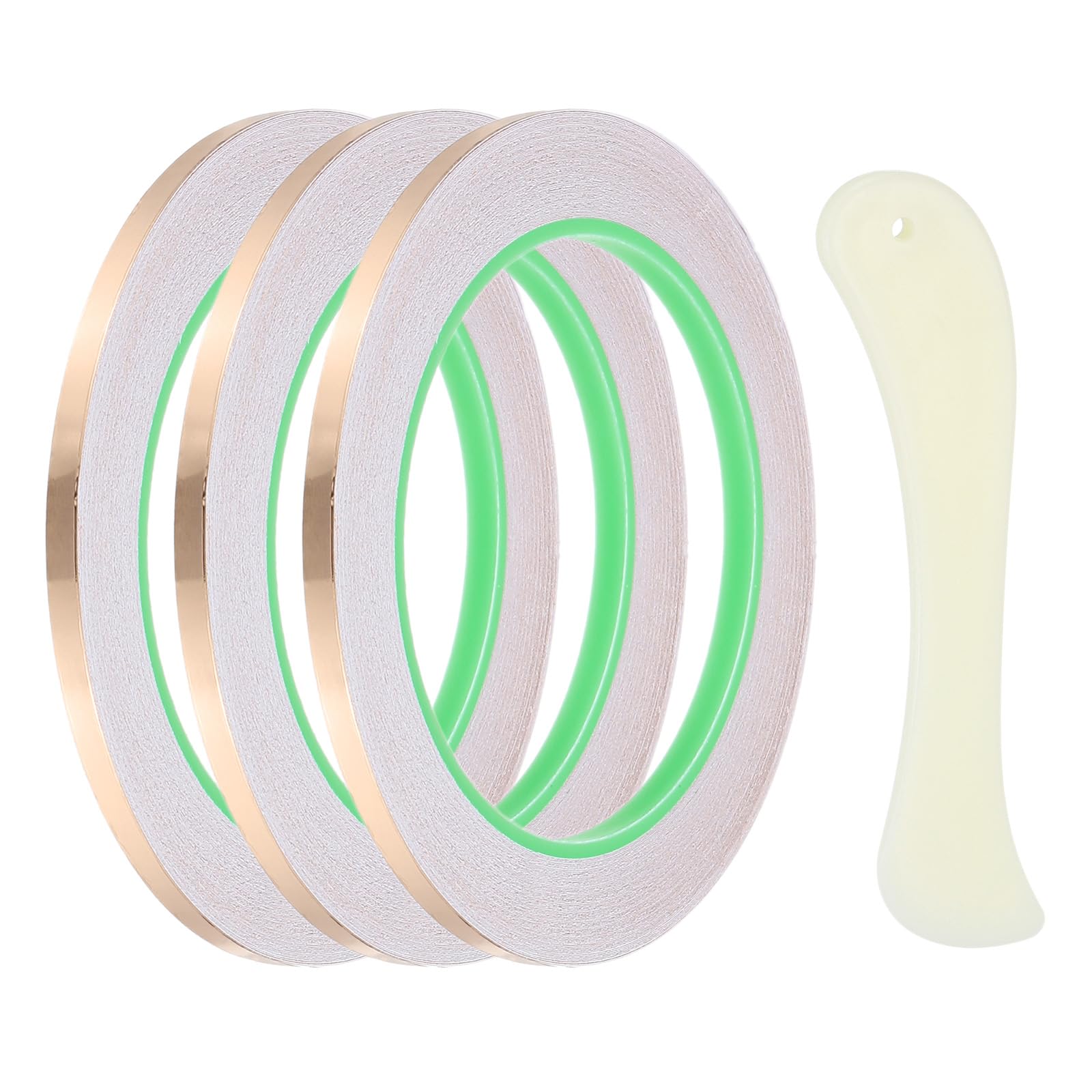 PATIKIL 22 Yard 1/5 Inch Copper Foil Tape,3 Roll Copper Tape with Conductive Stained Glass Foil Tool with Scraper for Stained Tools DIY Crafting