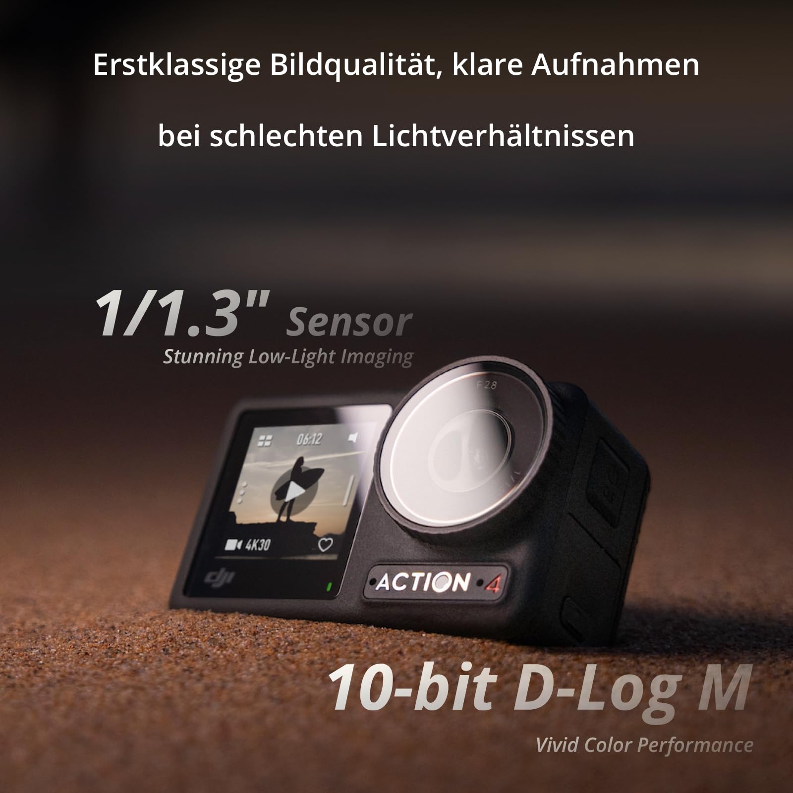 DJI Osmo Action 4 Standard-Combo, 4K/120fps Action Cam mit 1/1,3-Zoll-Sensor, Unterwasserkamera, Atemberaubende Low-Light-Aufnahmen, 10-Bit und D-Log M-Farbleistung, Langlebiger 1.770 mAh Akku 2