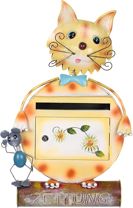 Antiker großer und sehr edler Briefkasten , Tierdesign Katze, NA12A478