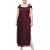 Alex Evenings Women's Long Cold Shoulder Dress, Mother of The Bride