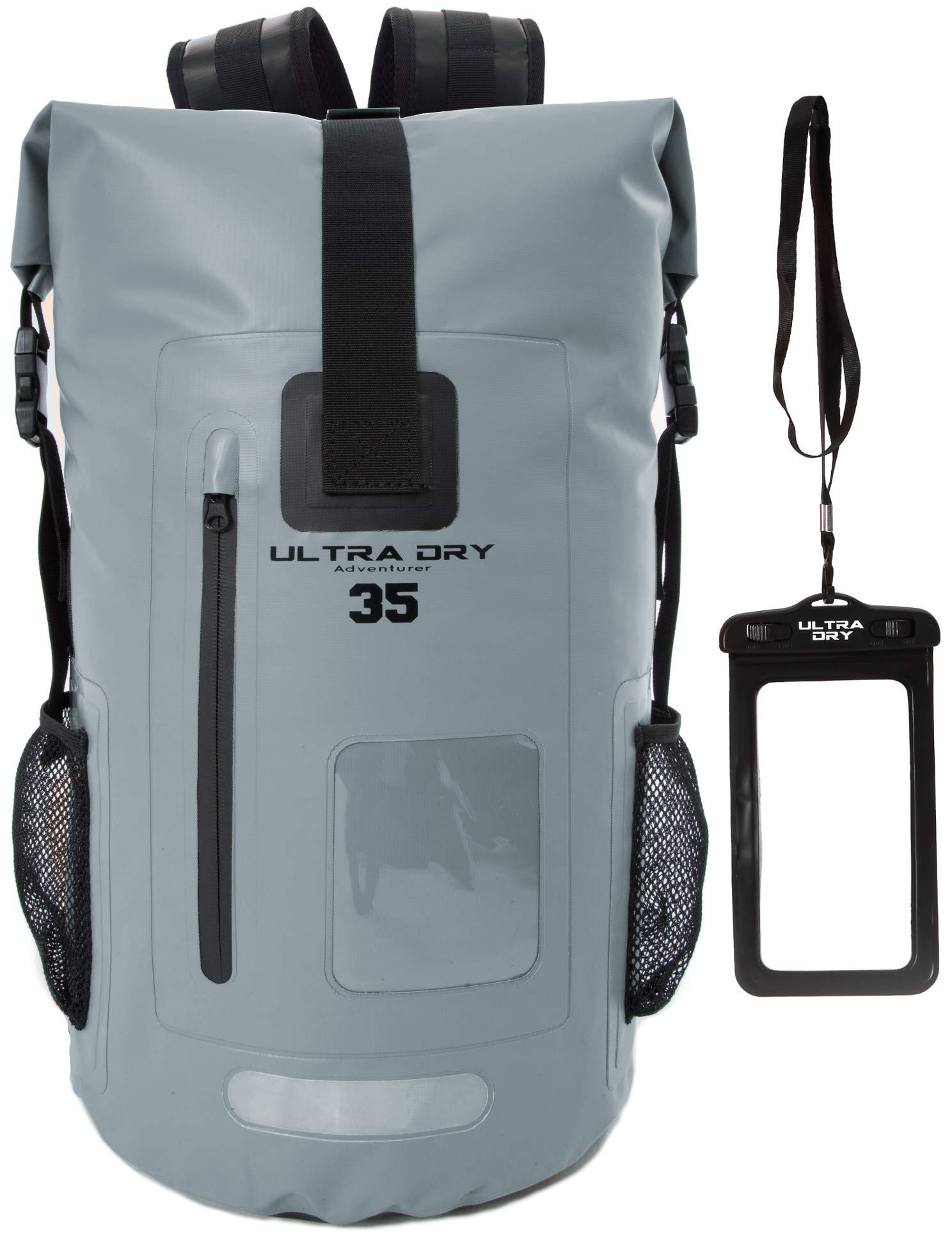 Premium 35L Waterproof Dry Bag Backpack, Sack with Phone Dry Bag, Perfect for Boating/Kayaking/Hiking/Canoeing/Fishing/Rafting/Swimming/Camping/Snowboarding (Gray, 35 L)