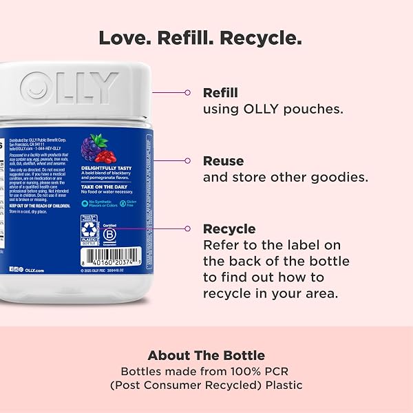 OLLY MEN’S MULTI GUMMIES, SUPPORTS OVERALL WELLNESS,* VITAMINS A, C, D, E, BS & ZINC, BLACKBERRY BLITZ FLAVORED, 65 DAY SUPPLY – 130 COUNT