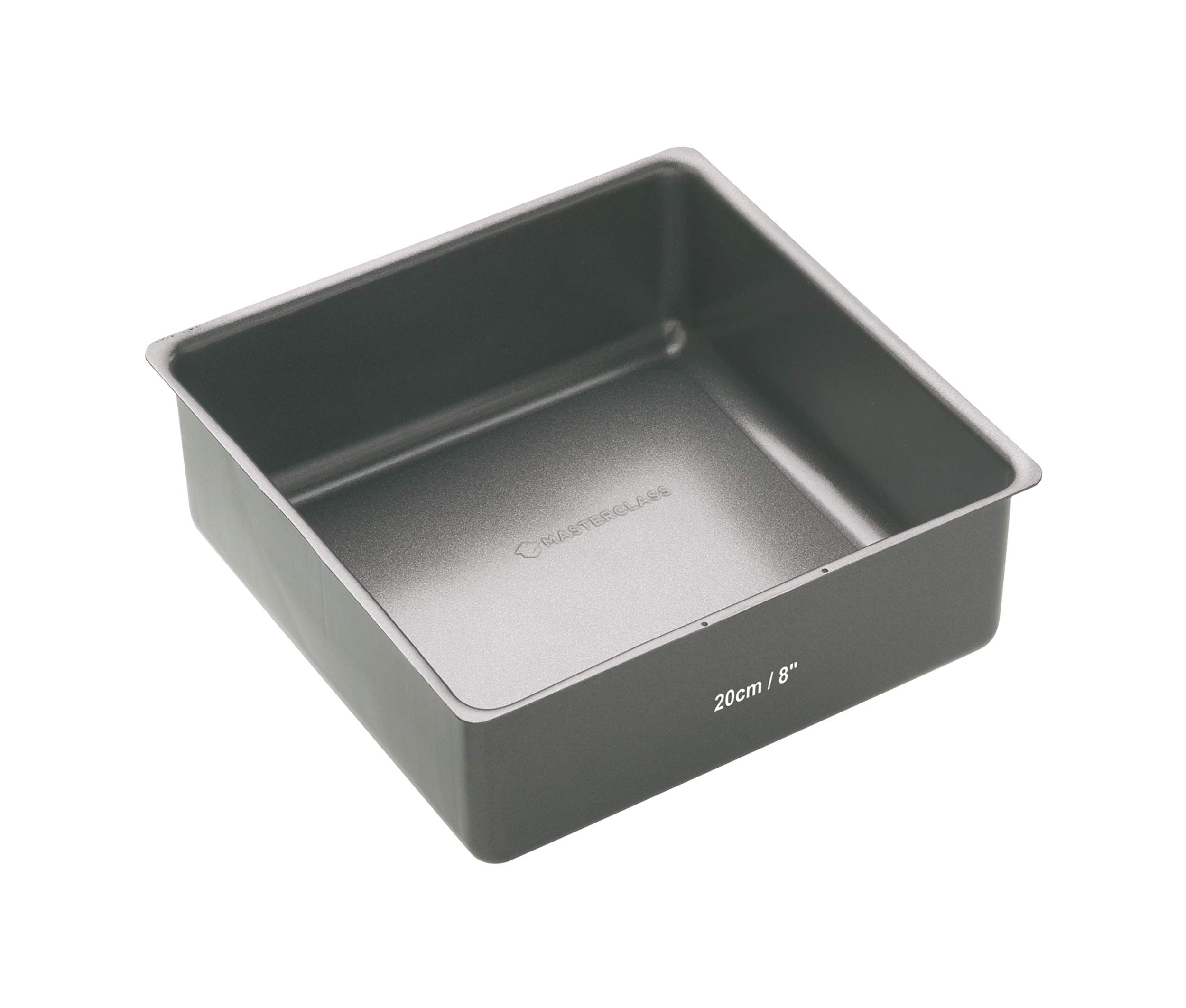 MasterClass 20 cm Deep Cake Tin with PFOA Non Stick and Loose Bottom, 1 mm Carbon Steel, 8 Inch Square Pan, Grey