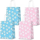 Infankey 16 PCS Dog Paw Gift Bags Pet Paw Puppy Print Treat Favor Candy Goodie Bags with Handle for Dog Birthday Party Decoration Supplies