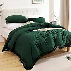 Smoofy 3Pcs Fringe Emerald Green Tassel Comforter