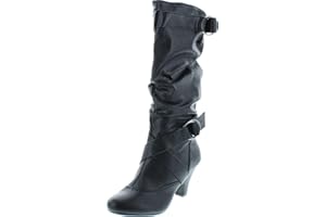 Forever Link Maggie-39 Women's Fashion Low Heel Zipper Slouchy Mid-Calf Boots Shoes