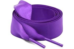 WEGOODZF Flat Satin Ribbon Shoelaces 2cm Wide Shoestrings for Women Girls[2 Pair]