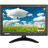 Haiway 10.1 inch Security Monitor, 1024x600 Resolution Small HDMI Monitor Small Computer Monitors with Remote Control with Built-in Dual Speakers HDMI VGA BNC Input for Gaming CCTV Raspberry Pi PC