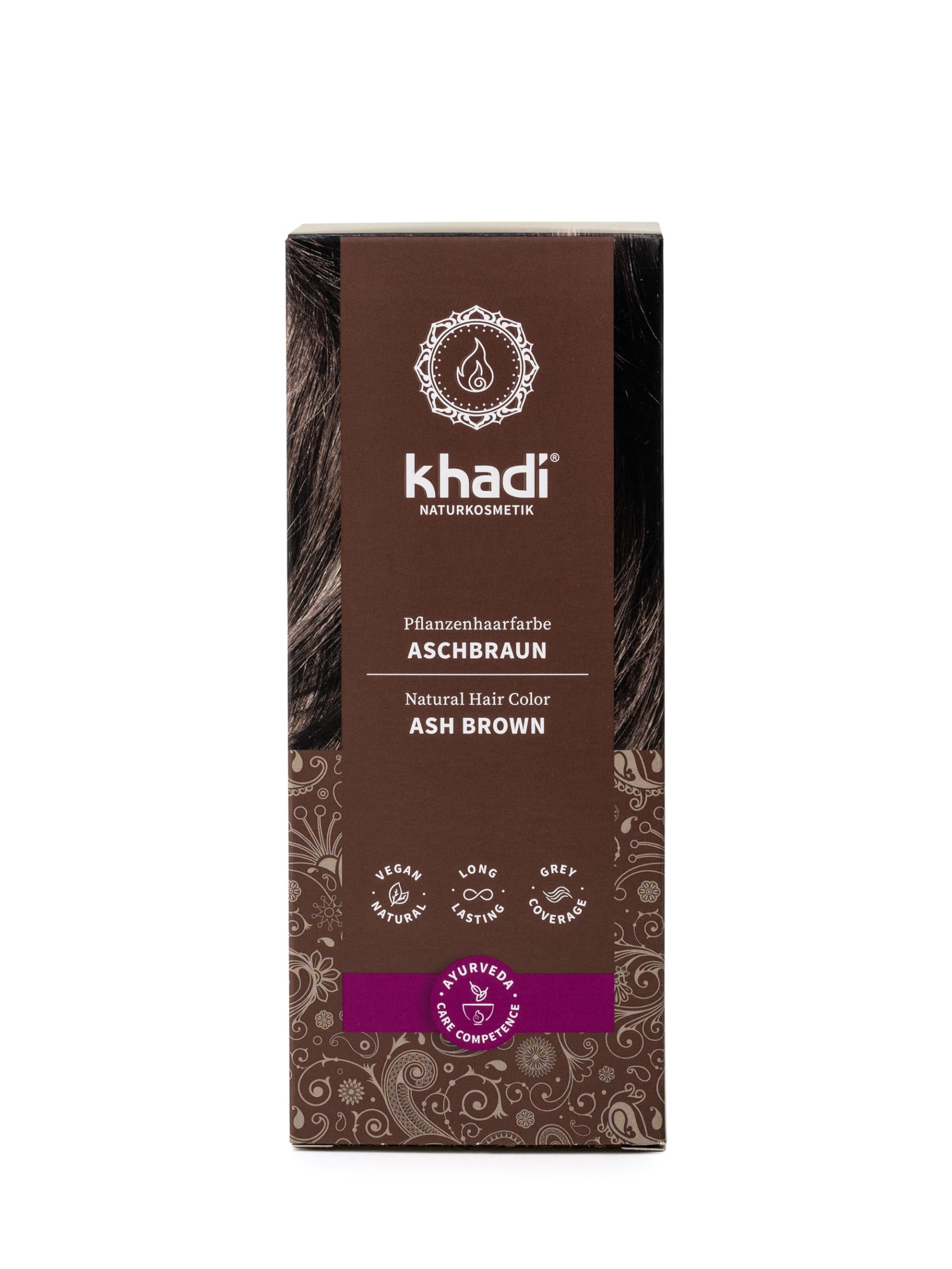 Khadi Ash Brown Plant Hair Colour 100 g I Vegan Hair Colour from India I Natural Cosmetics 100% Plant-Based