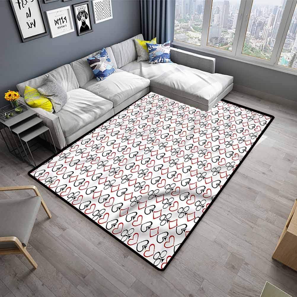 Non Slip Carpet Poker Non-Slip Doormat Carpet Doodle Style Card Symbols (5'x8')
