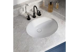 Oval Undermount Bathroom Sink 20 Inch, Los Flexi White Vitreous China 20" x 16" Vanity Sink with Overflow, Durable and Space-Saving Under Counter Ceramic Sink for Bathrooms