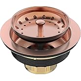 BOTEMY Stainless Steel Copper Sink Drain Strainer Kit 3-1/2 inch Kitchen Drain Assembly with Metal Center Knob Basket Stopper Replacement for Standard Kitchen Sinks, Antique Copper