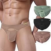 ZONBAILON Men's Breathable Sexy Underwear Bamboo Rayon Briefs Pouch Bikini Low Rise Pack