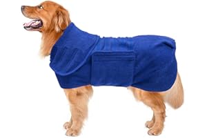 Morezi Dog Bathrobe Dog Robes for After Bath Shower Swimming Dog Drying Towel Super Absorbent fit for Small Medium Large Breeds - Blue - M
