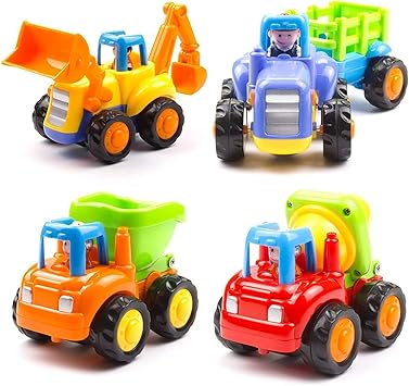 LazyToddler Unbreakable Automobile Car Toy Set ( JCB , Cement Mixer, Dumper and a Tractor with Trolly)