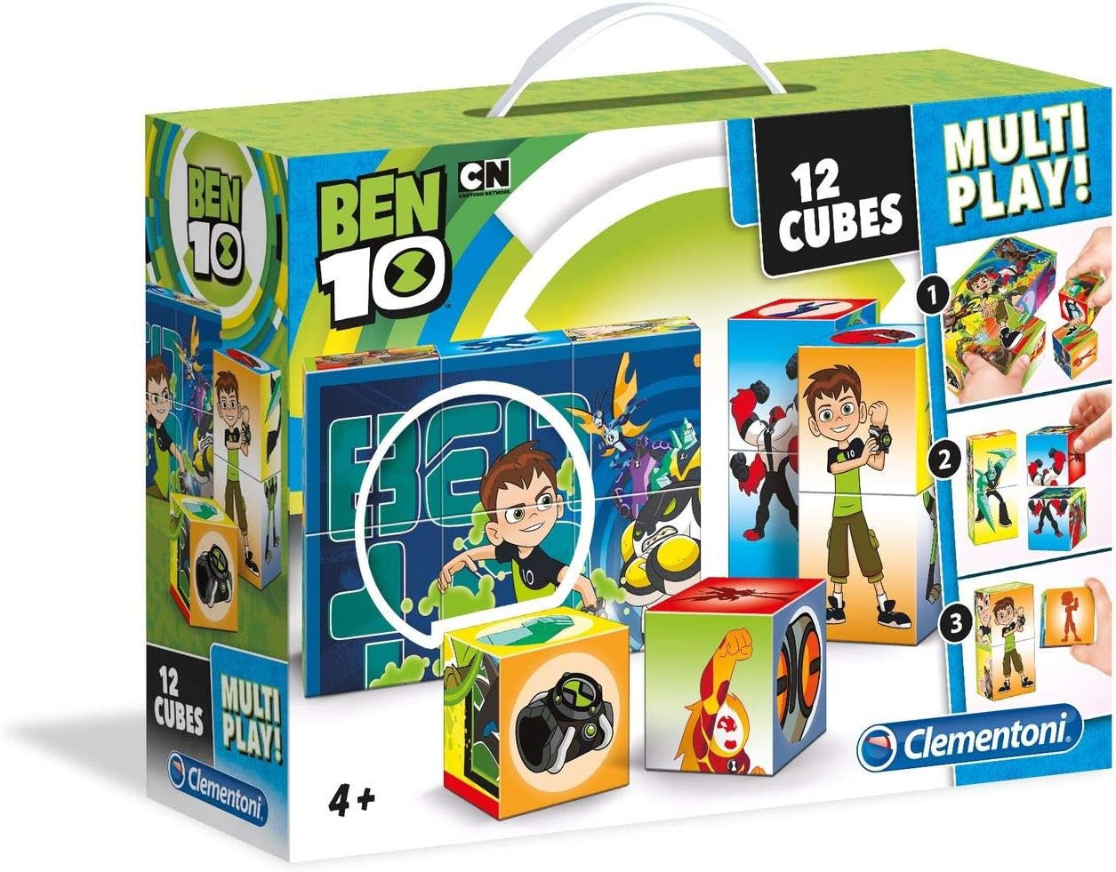 Clementoni 41507 Ben 10 Multiplay Cube Puzzle, 12 Pieces, Multicolor