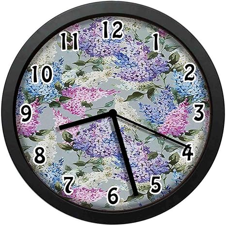 Amazon Co Jp 花と葉の枝で様々なミックスヒヤシンスガーデン夏の植物植物寝室 居間 事務所などの壁掛け時計 直径24 7cm ホーム キッチン