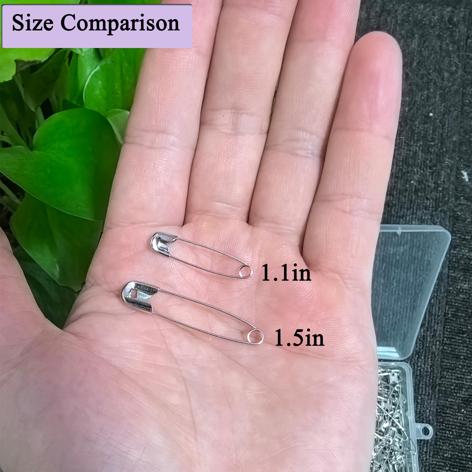 1000PCS Safety Pins, 1.1 inch Small Safety Pins, Rust-Resistant Nickel Plated Steel, Sharp Edge Safety Pin for Clothes, Sewing, Arts & Craft, 28mm Decorative Safety Pins (Silver)