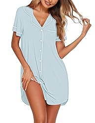 Ekouaer Nightgowns for Women Button Up Night Shirt